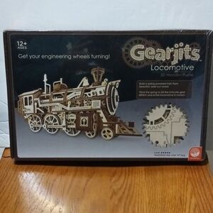 Mindware Gearjits Locomotive Train 3D Spring Powered Wooden Puzzles New Sealed